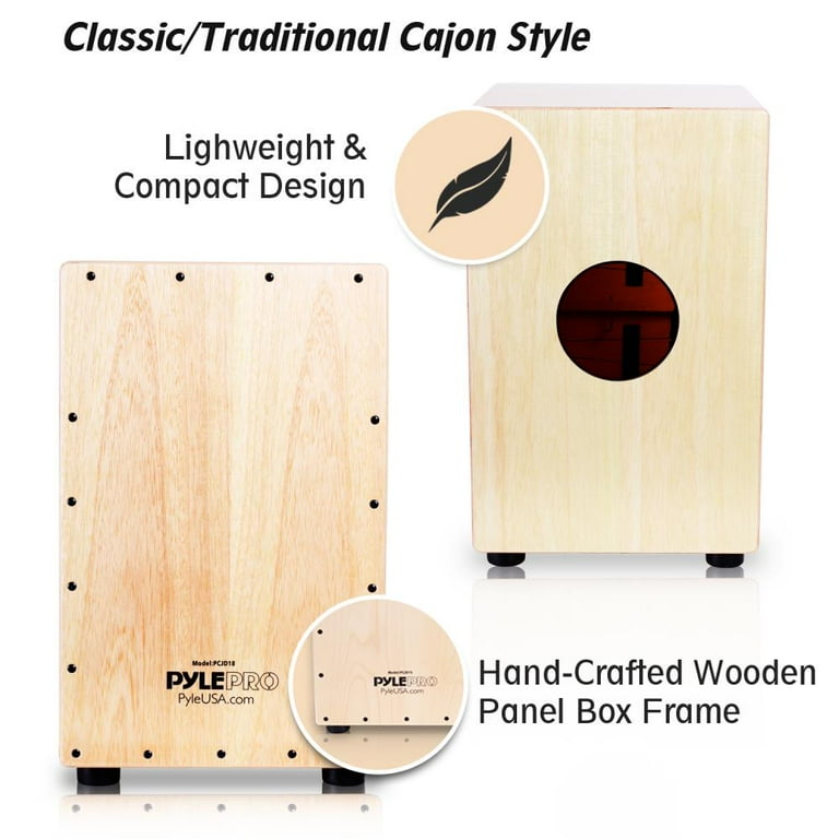 Pyle PCJD18 - Stringed Jam Cajon - Wooden Cajon Percussion Box