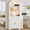a01-White, variant on 71" Tall Arched Bookcase with Storage, 3-Color LED Lights & Motion Sensor, 2 Drawers, Doors & Adjustable Shelf, Freestanding Storage Cabinet for Living Room, Home Office, Bedroom & Entryway, White