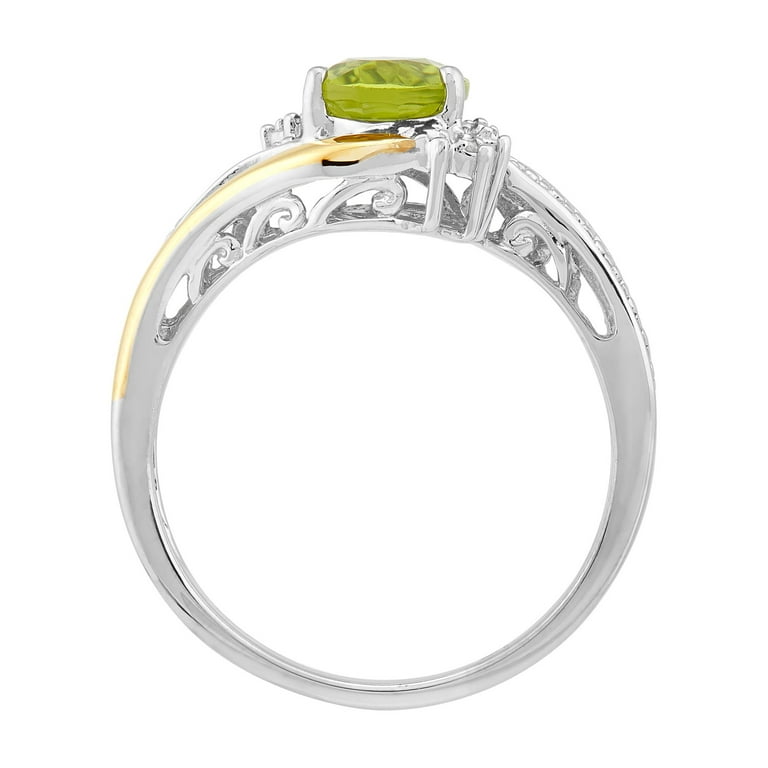 Brilliance Fine Jewelry Genuine Peridot Diamond Accent Ring in