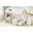 thumbnail image 4 of Miekor Twin Size House Platform with Roof and Window, White& Antique Grey W2US954, 4 of 9
