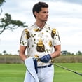 thumbnail image 3 of Lsque Honey Bee Insect Pattern Golf Shirts for Men Dry Fit Print Moisture Wicking Performance Short Sleeve Polo Shirt-Medium, 3 of 6