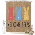 thumbnail image 2 of Easter Shower Curtain Easter Bunny Butt Shower Curtains for Bathroom Decor, Waterproof Polyester Shower Curtain Set with Hooks, Standard Size 72" x 72" Rabbit Welcome Peeps, 2 of 9