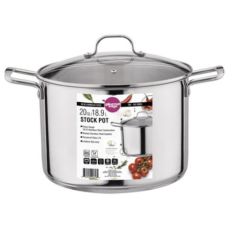 

Drevy 20-Quart Stock Pot - Stainless Steel Soup Pots with Lid as Dishwasher and Oven Safe Cookware Silver