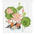 thumbnail image 3 of Ambesonne Duck Shower Curtain, Mandarin in Pond, 69"Wx75"L, White Green Pink, 3 of 5