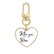 thumbnail image 1 of Extraño tus besos cita handwrite Llavero de metal en forma de corazón dorado, 1 of 3