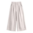 thumbnail image 7 of Oiangi Womens Plus Size Wide Leg Pants Elastic Waist Palazzo Pant Fall Trendy Ankle Trousers with Pockets White 2XL, 7 of 7