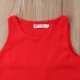 thumbnail image 5 of Conjunto de falda y camiseta sin mangas de gasa de color puro de vacaciones de verano para niñas Conjunto de gasa XBTCLXEBCO Rojo, 5-6 años, 5 of 6