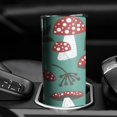 thumbnail image 3 of 20oz Red Mushroom Leaf Green Pattern Skinny Tumblers Stainless Steel Tumbler with Lid and Straw,Vacuum Insulated Double Wall Travel Tumbler Cups with Cleaning Brush for Coffee,Tea, 3 of 6