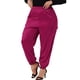 thumbnail image 4 of Pantalones cargo de satén para mujer de tallas grandes Agnes Orinda con cintura elástica y bolsillos, longitud hasta el tobillo, 4X, color rosa intenso, 4 of 6
