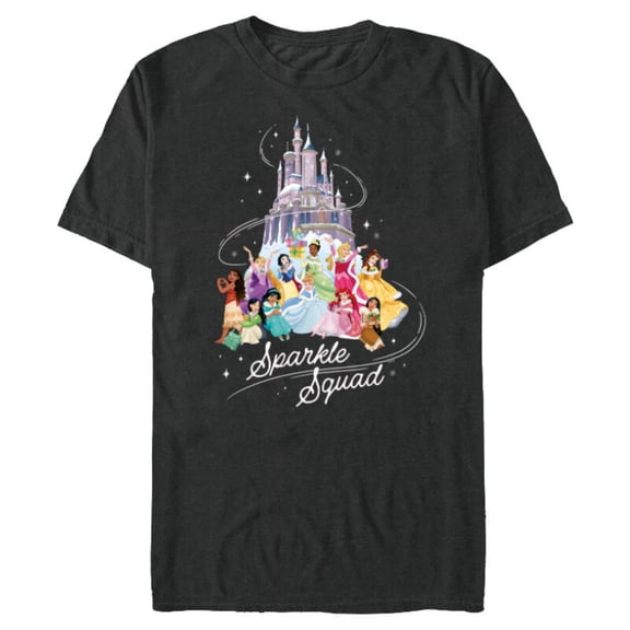 Disney Princess Sparkle Squad Winter Holiday Castle - Short Sleeve Blended T-Shirt for Adults - Customized-Dark Heather