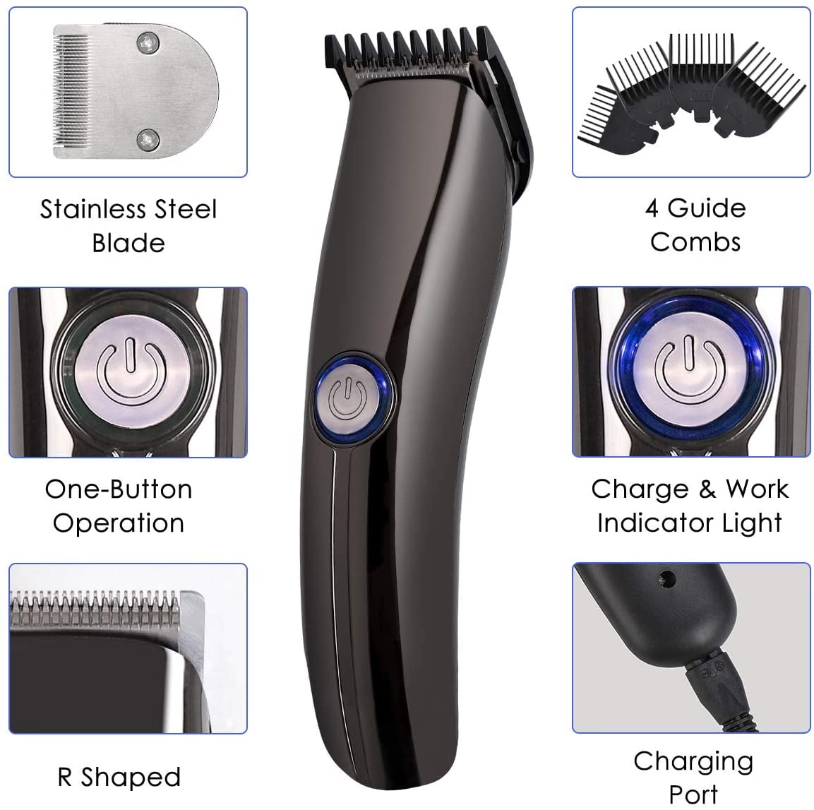 USB Rechargable Professional Hair Clipper Electric Cordless Hair Home Haircut Rechargeable Adult Children Haircut Clippers 