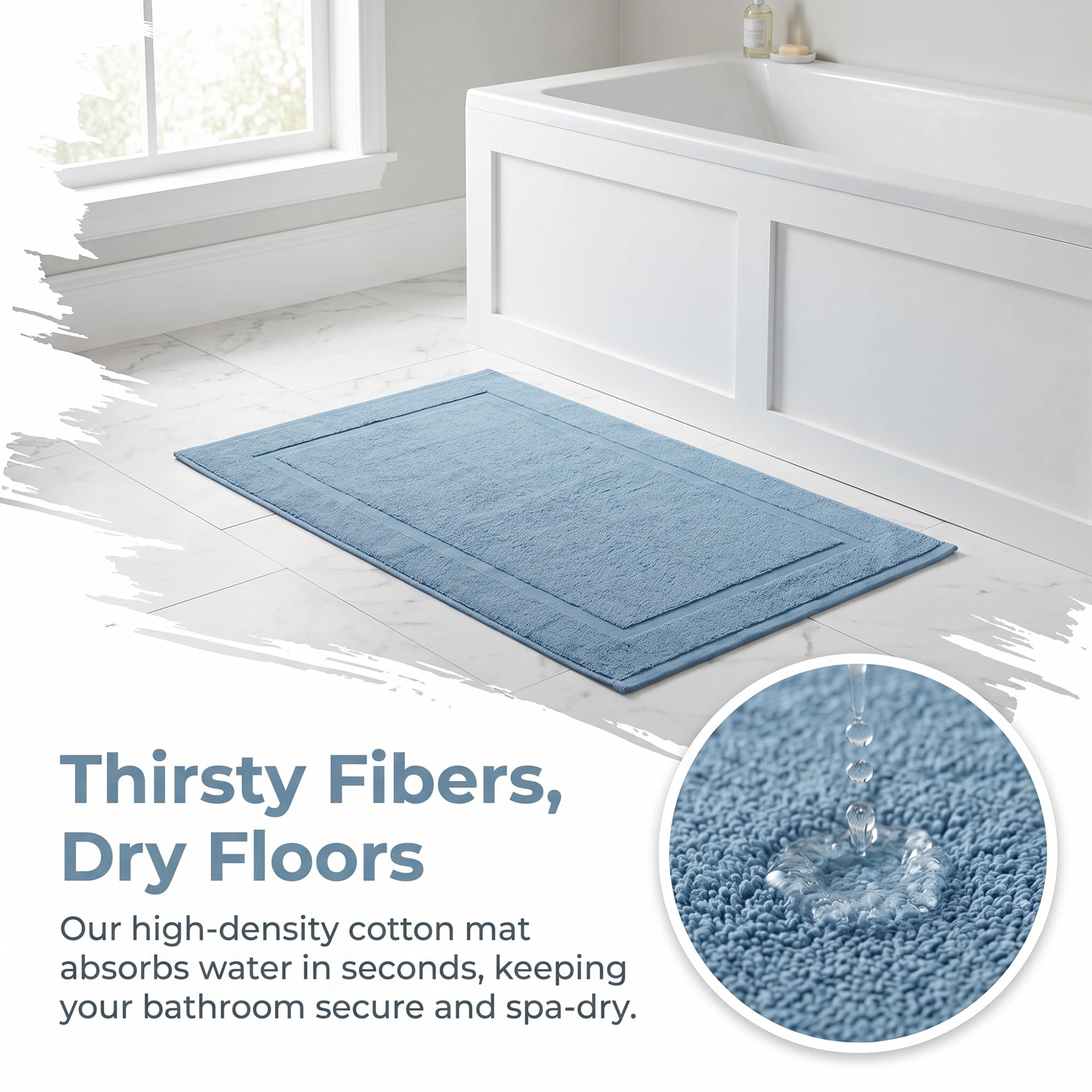 Unique Bargains Luxurious Cotton Bath Rug with Geometric Square Pattern Dark Blue 32"x20"
