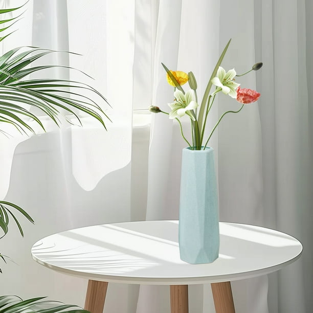 Fiudx Jarrón Decorativo de Plástico, Imitación Esmaltado, Elegante Arreglo Floral, Elegante Detalle para El Hogar, Decoración para Mueble de Tv, Decoración Versátil para Interiores, Tamaño 20 X 6 X 5