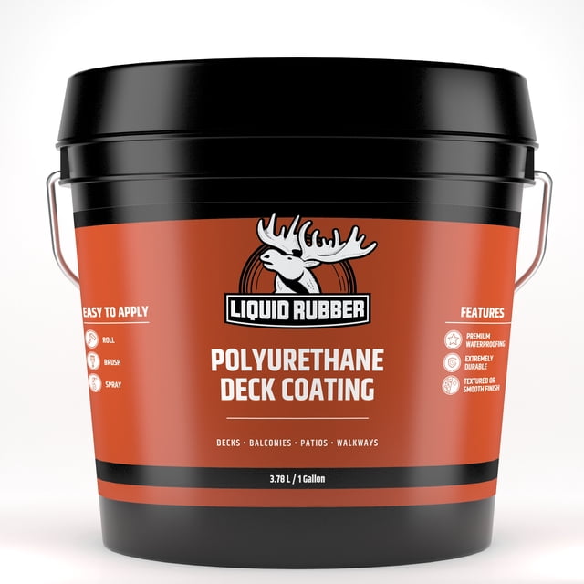 Liquid Rubber Textured Polyurethane Deck Coating - Solar Protection Deck Sealant, Non-Toxic Multi-Surface Waterproofing Membrane, Saddle Brown, 1 Gallon