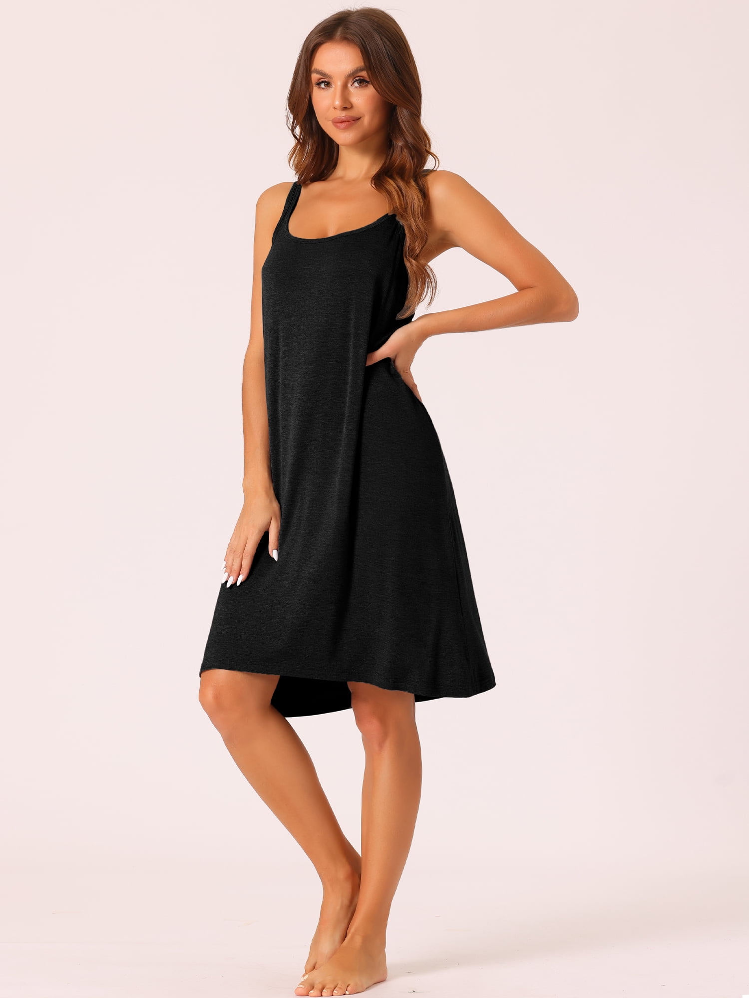 DARING DIVA Women's Backless Loose Sleep Dress Cross Back Night Dress 3XL Black