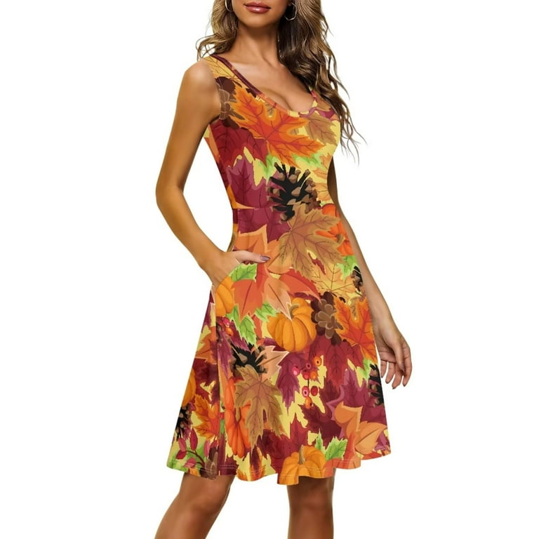 orange tank skater dress Women's Deep Orange Skater Dress (No.09)