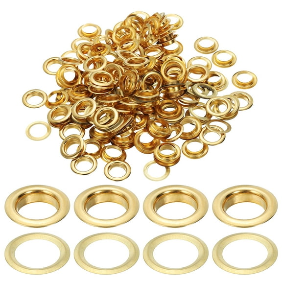 Uxcell 12mm/1/2" Metal Eyelets, Eyelets and Grommets Kit for DIY Project, Gold 150 Pcs