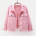 thumbnail image 2 of jsaierl Women Spring And Autumn Coats Warm Solid Long Sleeve Denim Jacket Outerwear, 2 of 5