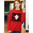 thumbnail image 3 of Spooky Vibes Cute Ghost Halloween Costume Crewneck Sweatshirt, 2XL, Red, 3 of 6