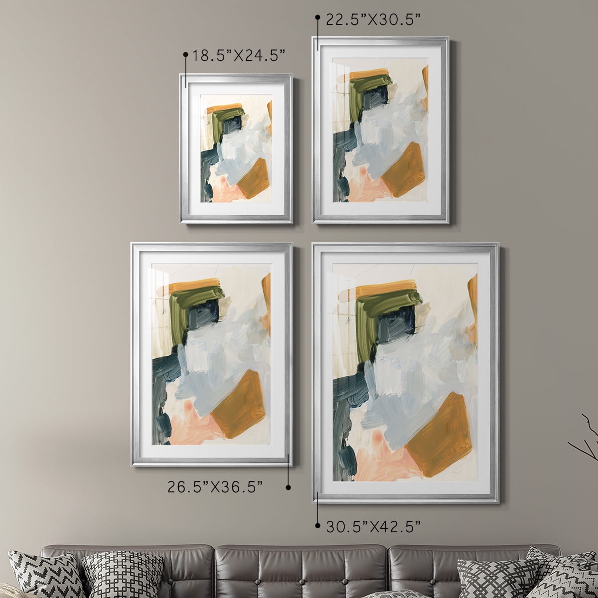 Wexford Home Palette Meld I Premium Framed Print, 18.5" x 24.5" - Ready to Hang, Silver (Set of 2)