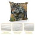 thumbnail image 4 of Shiartex Wolf Throw Pillow Cover Woodland Pillow Cover for Girls,Rustic Wildlife Cushion Case Plant Branches Pine Branch Botanical Pinecone Farmhouse Decor 20x20in, 4 of 5