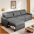thumbnail image 4 of Noelse Sectional Sleeper Sofa, 84 Inch Pull Out Couch with Adjustment Backrest & Ottoman, Convertible Sectional Couch Bed for Living Room, Guest Room, Dark Grey, 4 of 11