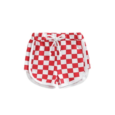 

Jkerther Toddler’s Summer Casual Shorts Fashion Checkerboard Print Tie-up Elastic Waist Short Pants