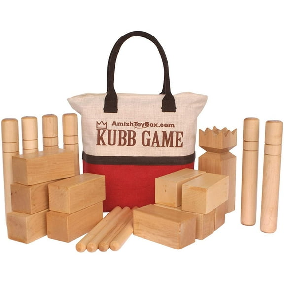Amish-Made Deluxe Maple Hardwood Kubb Game with Clear Protective Finish, Regulation Size