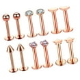 thumbnail image 2 of EHJRE 12 Pieces 16G Stainless Steel Lip Ears Labret Barbell Ear Studs CZ Encrusted Rose Gold, 2 of 6