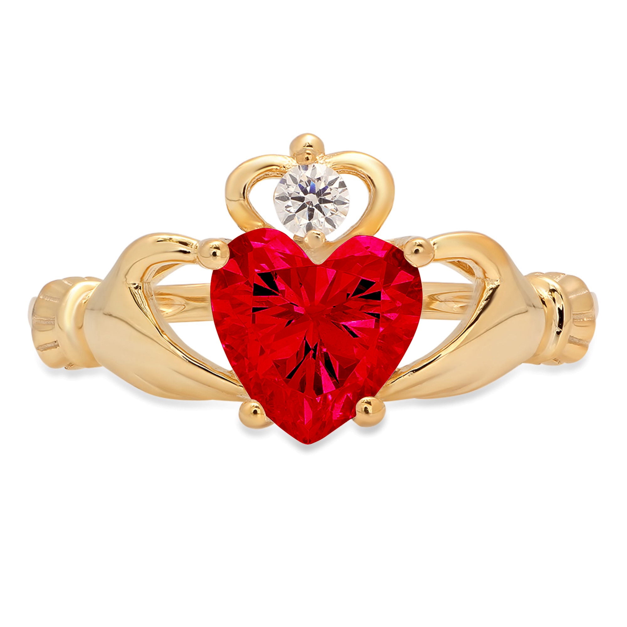 Women's Fine 10k Rose Gold Custom Personalized CZ Heart Birthstone Claddagh Ring Size 10