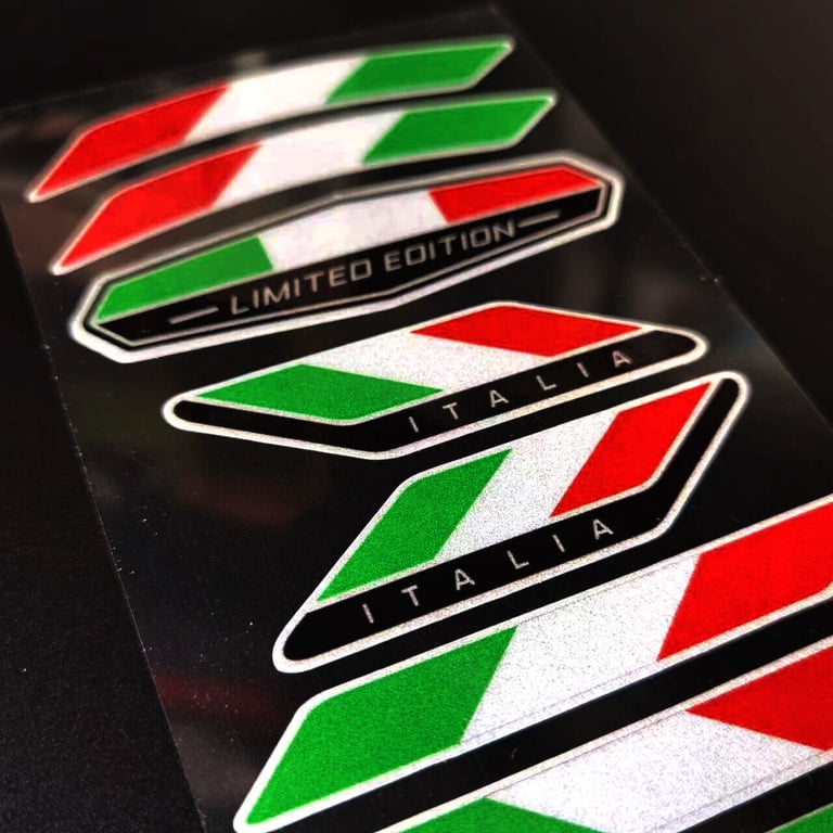 Italian Flag Emblem Badge - Aluminum With 3M Adhesive, 2.91" X 1.26", For Cars, Laptops, Phones, Made In Japan