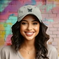 thumbnail image 3 of Dalix Butterfly Embroidered Cap Cotton Baseball Hat Garden Womens in Washed Stone White, 3 of 5