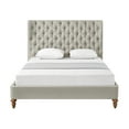thumbnail image 3 of Rustic Manor Sally Tufted Linen Twin Size Bed Frame, No Box Spring Needed, Beige, 3 of 9