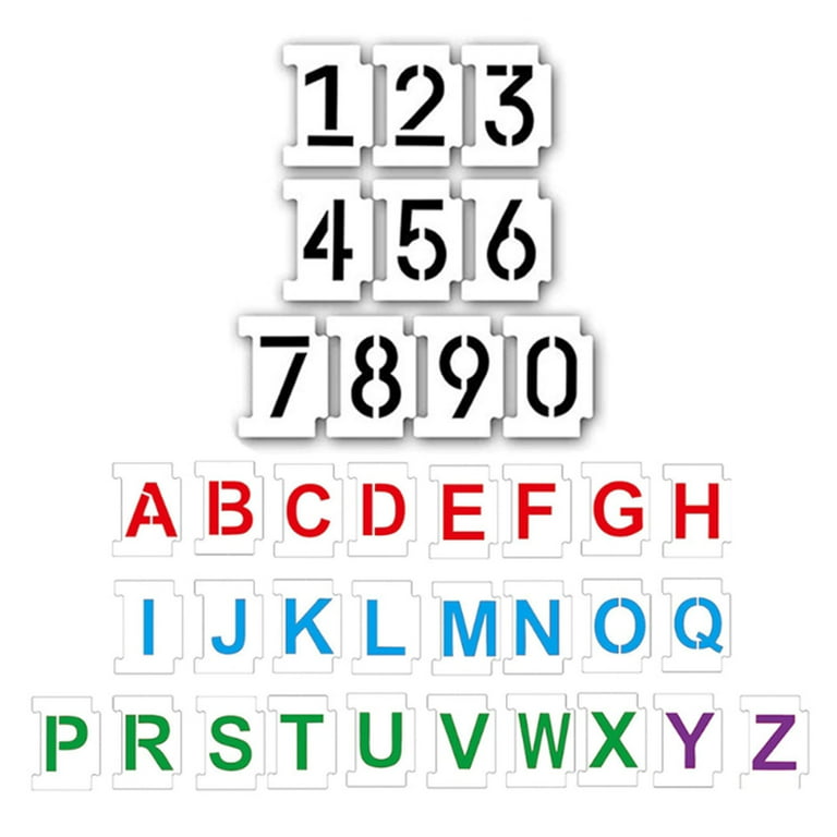  Letter Stencils Numbers for Painting Reusable: 2 Inch Small  Plastic Spray Paint Lettering Alphabet Templates for Wood, Wall 64pcs :  Arts, Crafts & Sewing