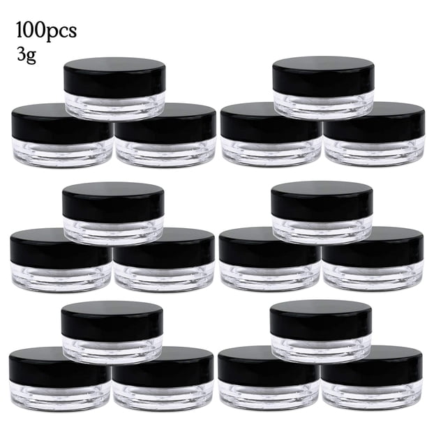 Botella de maquillaje de 100 piezas, mini tarro cosmético de muestra, recipiente de crema facial recargable portátil, 3 g, negro kenally HA004482-03