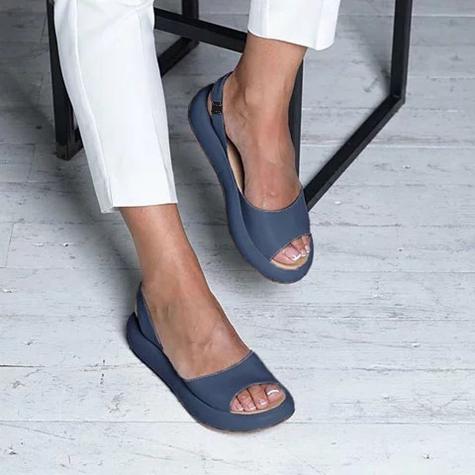 snilers Flat Sandals for Women Open Toe Platform Sandals Slingback ...