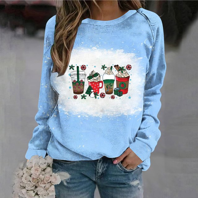 Qiopertar Femmes Décontracté Manches Longues Col Rond Hauts Chemises Amples Blouse Imprimé Saint-Valentin Chandail en Molleton Graphique Liquidation Livraison Gratuite à Moins de 5$ jusqu'à 90 % de Réduction