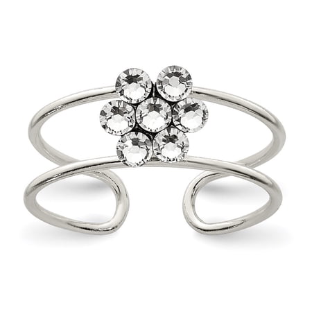 Auriga Fine Jewelry 925 Sterling Silver Cubic Zirconia Flower Toe Ring for Women