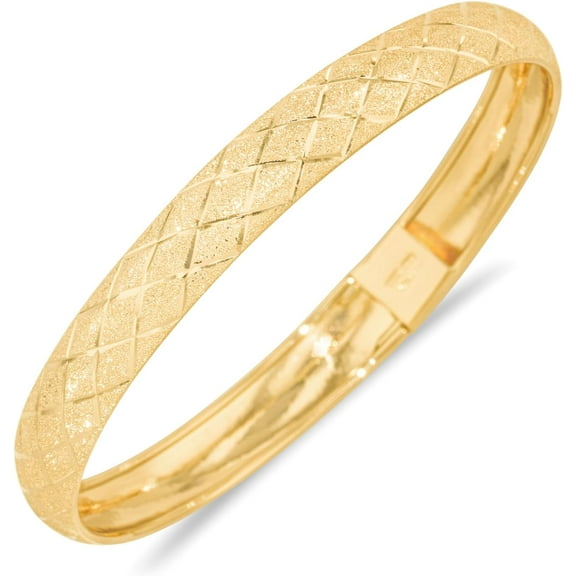 Floreo 10k Yellow Gold 8mm Classic Satin Finish Textured Flex Bangle Bracelet