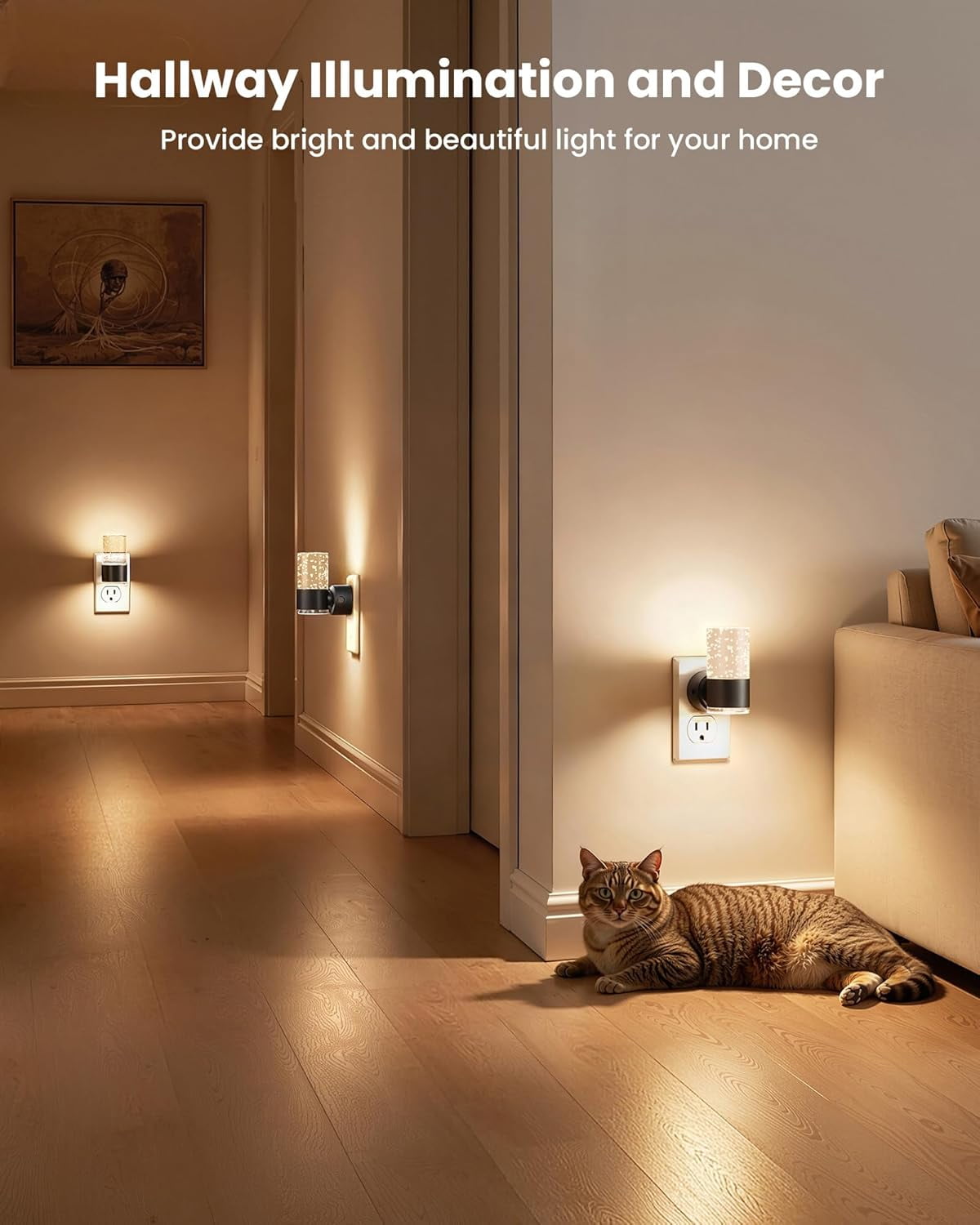 RGHJAR-Night Lights Plug into Wall, Dimmable LED Night Light 3 CCT & 5 Brightness Levels, Acrylic Bubble Nightlight with Dusk to Dawn Sensor for Hallway, Bathroom, Stair, Nursery Black 2 Pack