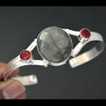 thumbnail image 2 of Blue Fire Labradorite Garnet Gemstone Adjustable Bangle Handmade Jewelry BR 198, 2 of 2