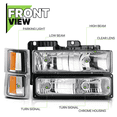 thumbnail image 3 of Magshion Left & Right Headlights Assembly for 1994-1999 Chevrolet C1500/K1500, 1994-1999 Chevrolet C1500/C2500/K1500/K2500 Suburban, Chrome Housing Clear Lens Amber Corner, 3 of 12