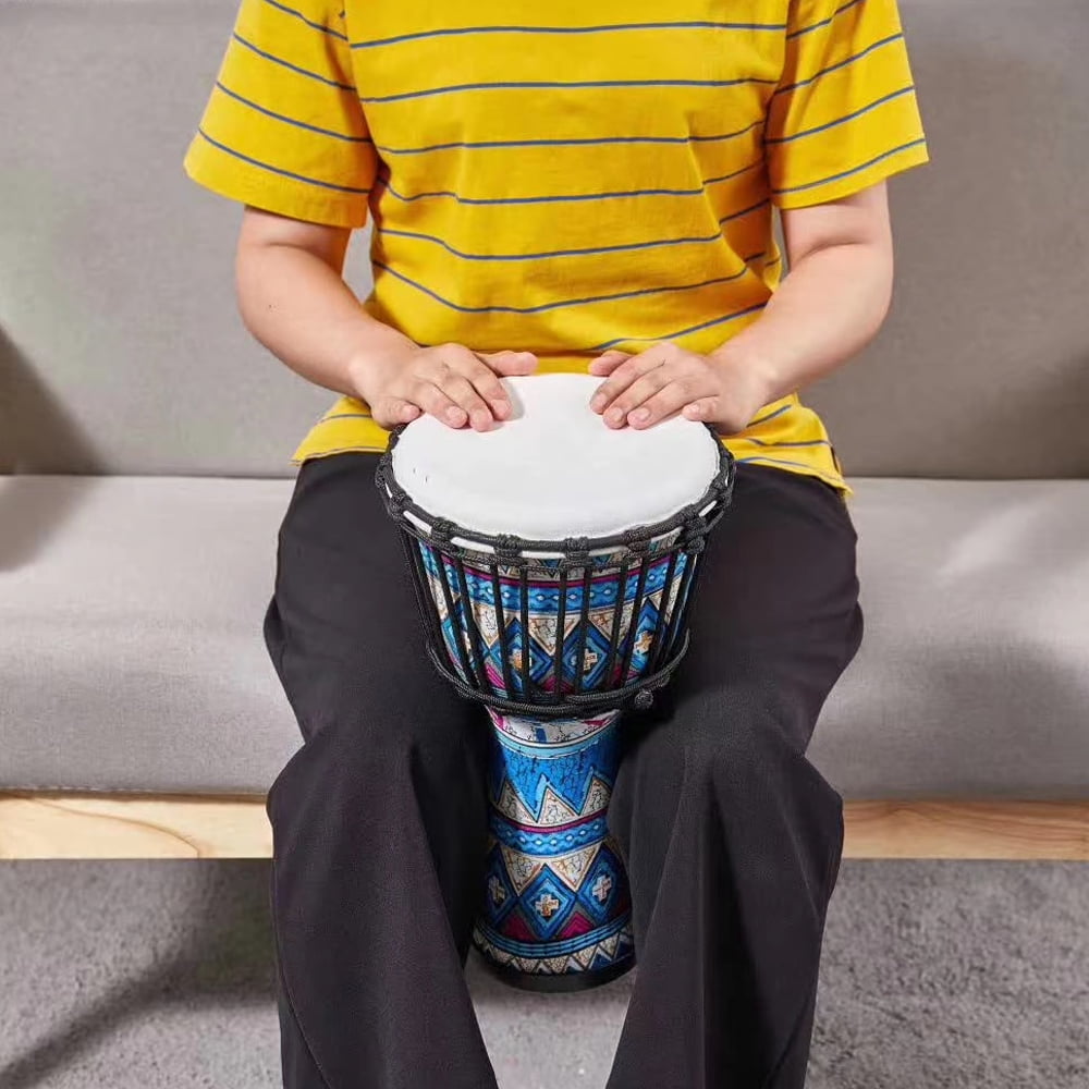 8-Inch African Djembe Hand Drum - Portable Percussion Musical Instrument with Colorful Art Designs