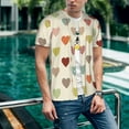 thumbnail image 6 of Hirioo Heart Polka Dot for Men's Baseball T-shirt Shirts Short Sleeve Casual Summer Button Stretch T Shirts,Size S-4XL-Medium, 6 of 7