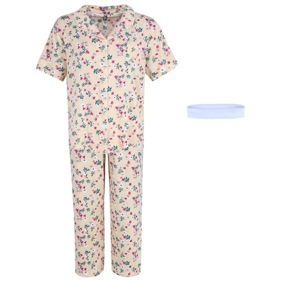 PJ Couture Ensemble de Pyjama Capri à Motif Floral (Grande Taille pour Femmes)