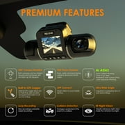 Rexing V2 Pro AI Dash Cam, 3-Channel Front/Cabin/Rear 1080p Recording with Wi-Fi and GPS