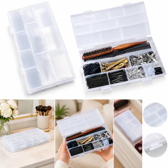 8-Cell Hair Styling Organizer – Large Storage Box for Scissors, Combs and Hairpins