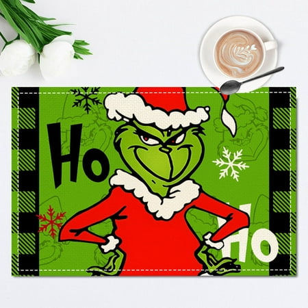 

Hanety Clearance Grinch! Merry Christmas Grinch Ornaments Grinch Ornaments Christmas Series Creative Printed Meal Mat Cartoon Elderly Table Mat Christmas Tablecloth Mat Christmas Gifts