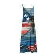 thumbnail image 4 of OAVQHLG3B American flagSummer Dress for Women 4th of July Outfits for Women Sling Mid-waist V-neck Sleeveless Stripe Printing Slim Beach Long Dress, 4 of 5