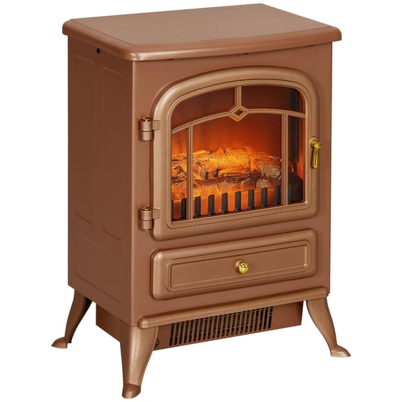Chimenea eléctrica HOMCOM 56 cm 725 W/1450 W color marrón oscuro